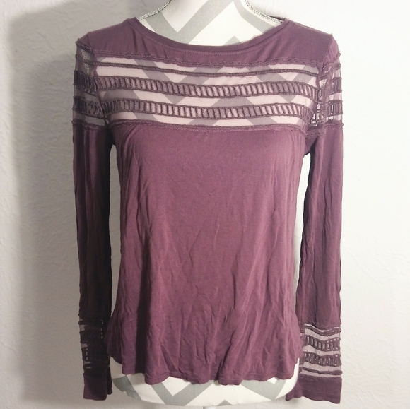 Free People Long Sleeve Seethrough Accent Size S/P - Picture 2 of 6